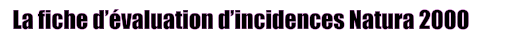 La fiche d’évaluation d’incidences Natura 2000